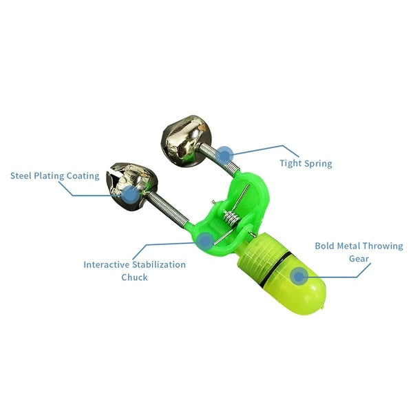 Web Based LED Night Fishing Bite Bait Alarm 2 Bells Light Rod Tip Clip Alert Ring