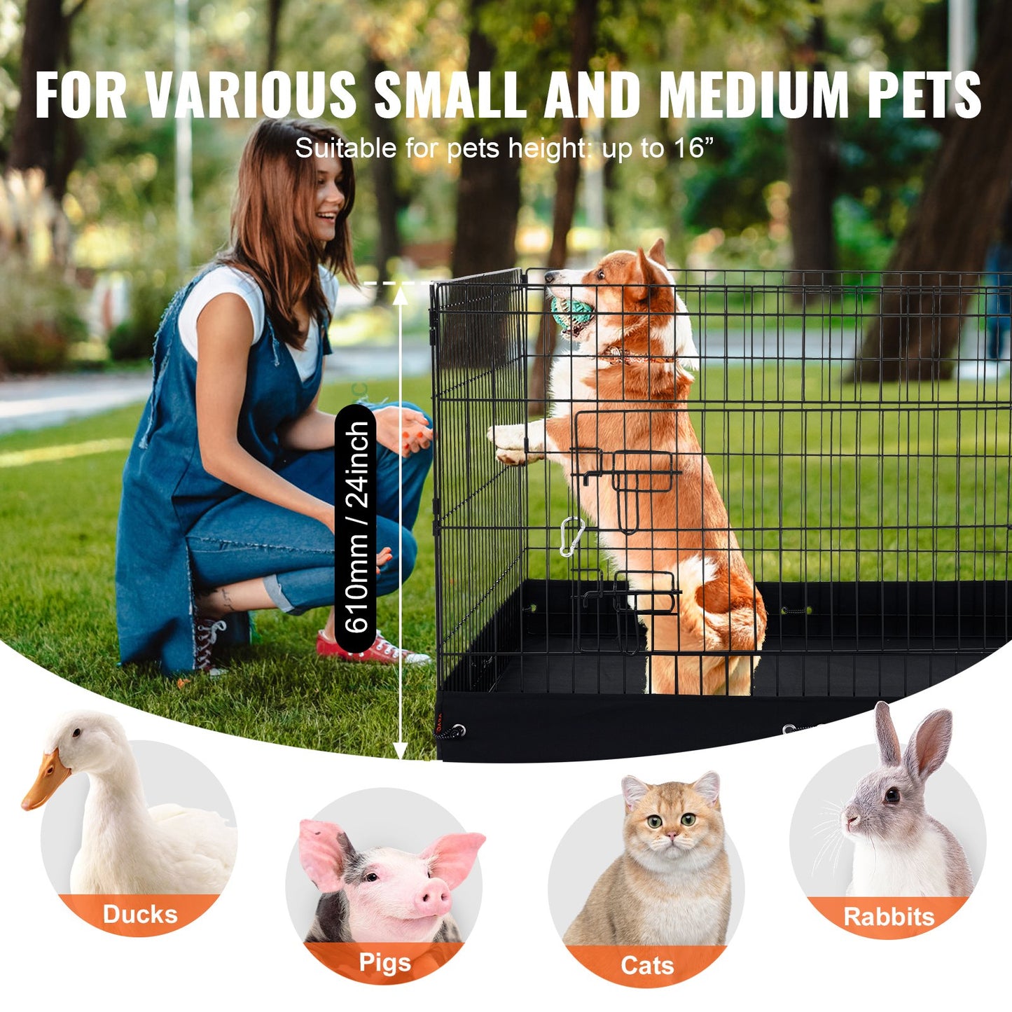 Web Based Dog Playpen 4 Panels Foldable Metal Dog Exercise Pen With Bottom Pad Cover