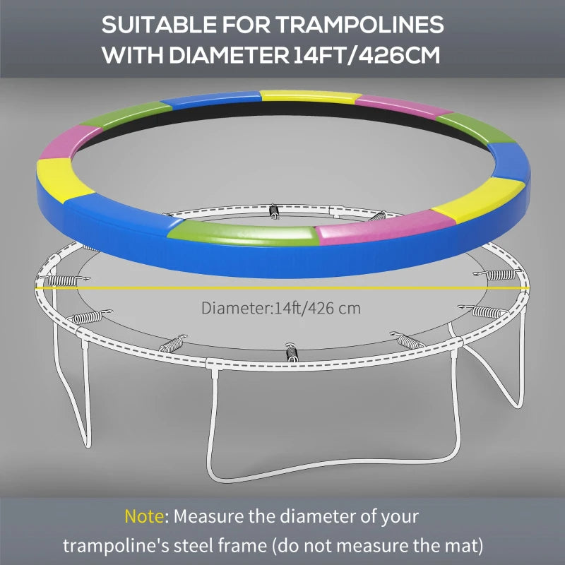 Web Based 14FT Trampoline Spring Cover, Safety Trampoline Pad Replacement, Waterproof And Tear Resistant, All Weather Trampoline Accessories, Multi Color