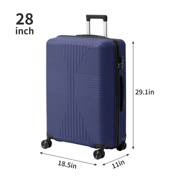 Web Based Non-TSA Customs Lock 3-in-1 PP Trolley Case, 20in, 24in, 28in, PP, Navy Blue