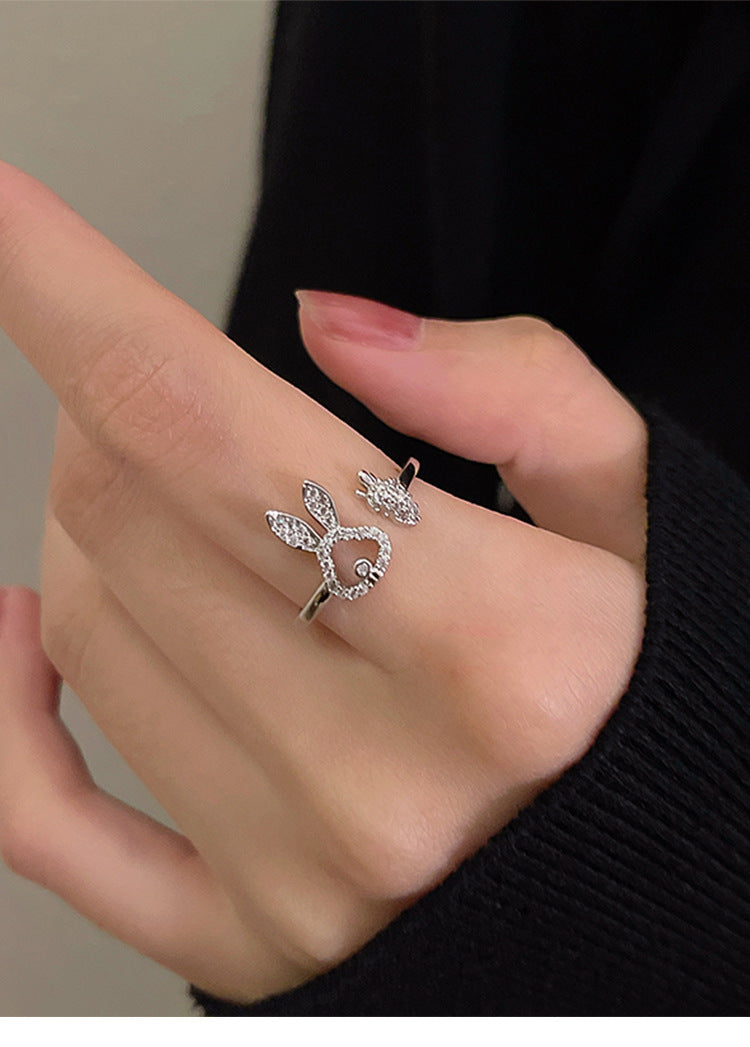 Web Based Asymmetric Carrot Rabbit Ring For Women