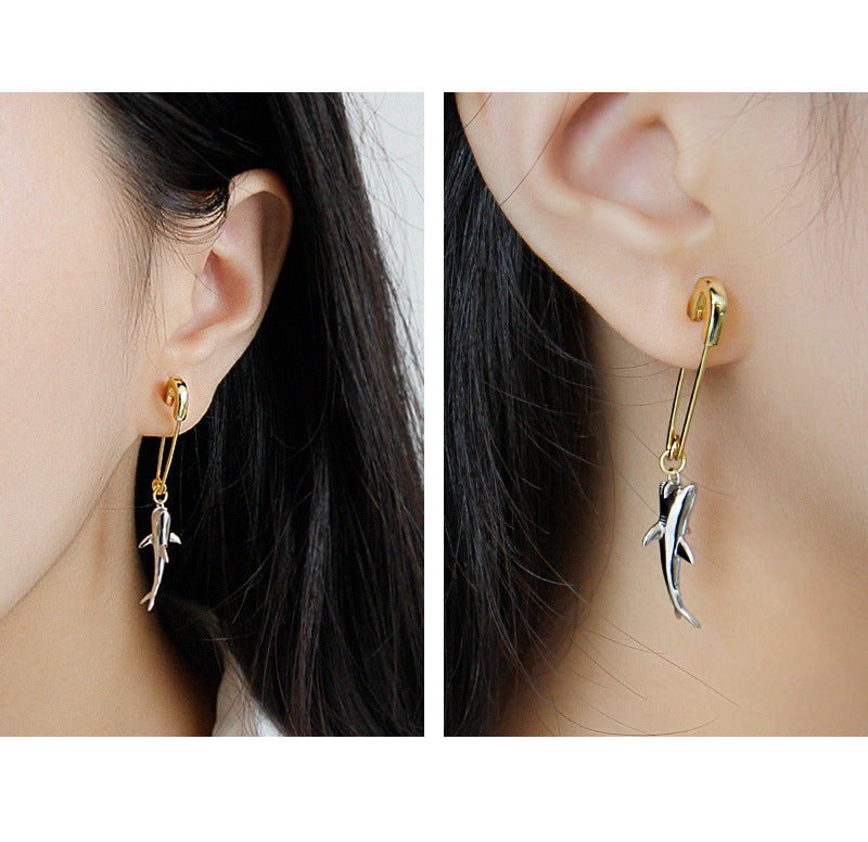 Web Based Simple Temperament Shark Pin Women's Earrings