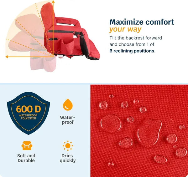 Web Based Alpcour Heated Reclining Stadium Seat For Bleachers With Back Support
