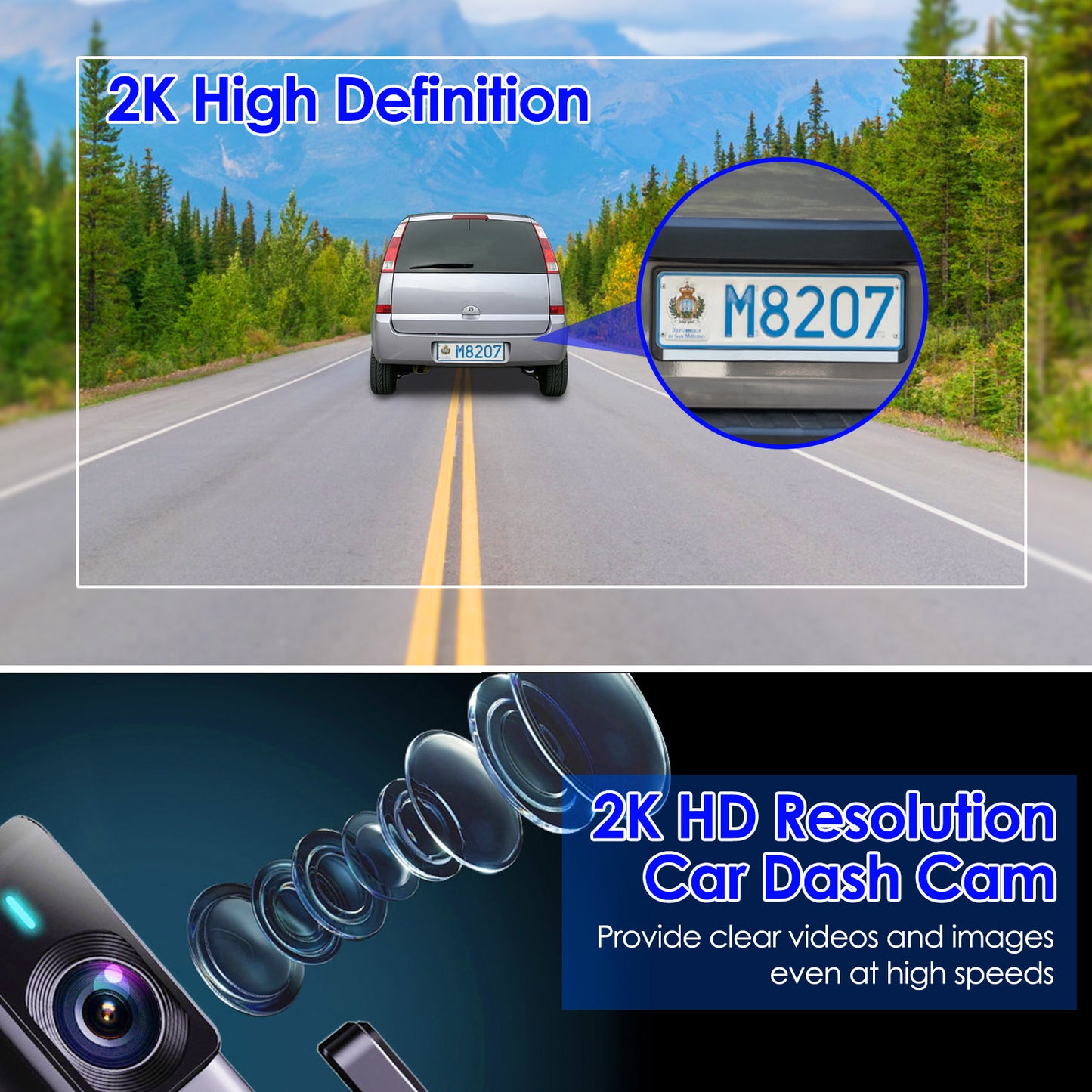 Web Based 1Pc 2K HD Front Dash Cam For Car With IPS Screen Night Vision Loop Recording Included 32G Storage Card 140 Degree Wide Angle WiFi App Control Front Dashcam