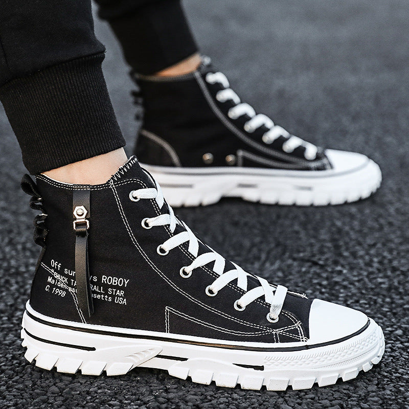Web Based Canvas Shoes, Breathable Thick Sole, Board Shoes, Gaobang Casual Shoes