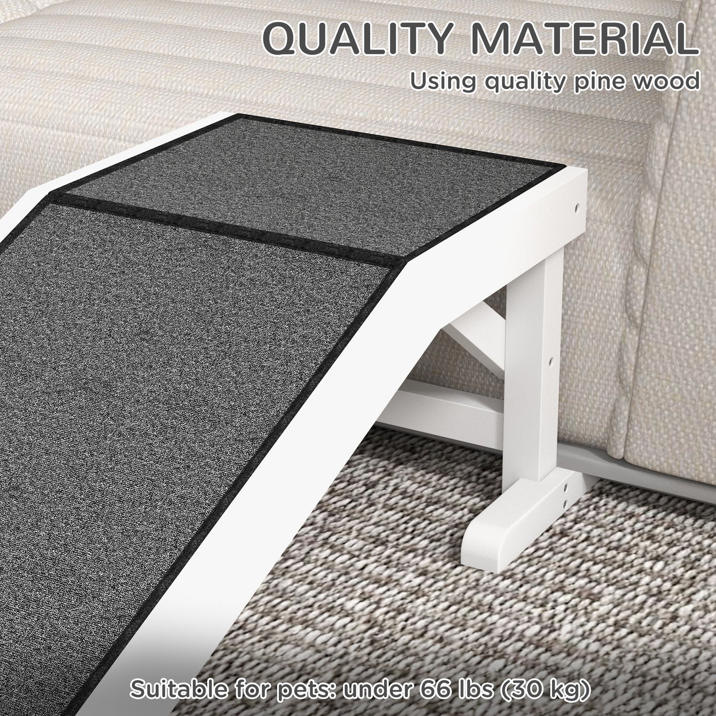 Web Based 49" Pet Ramp for Dogs & Cats with Non-Slip Carpet, White