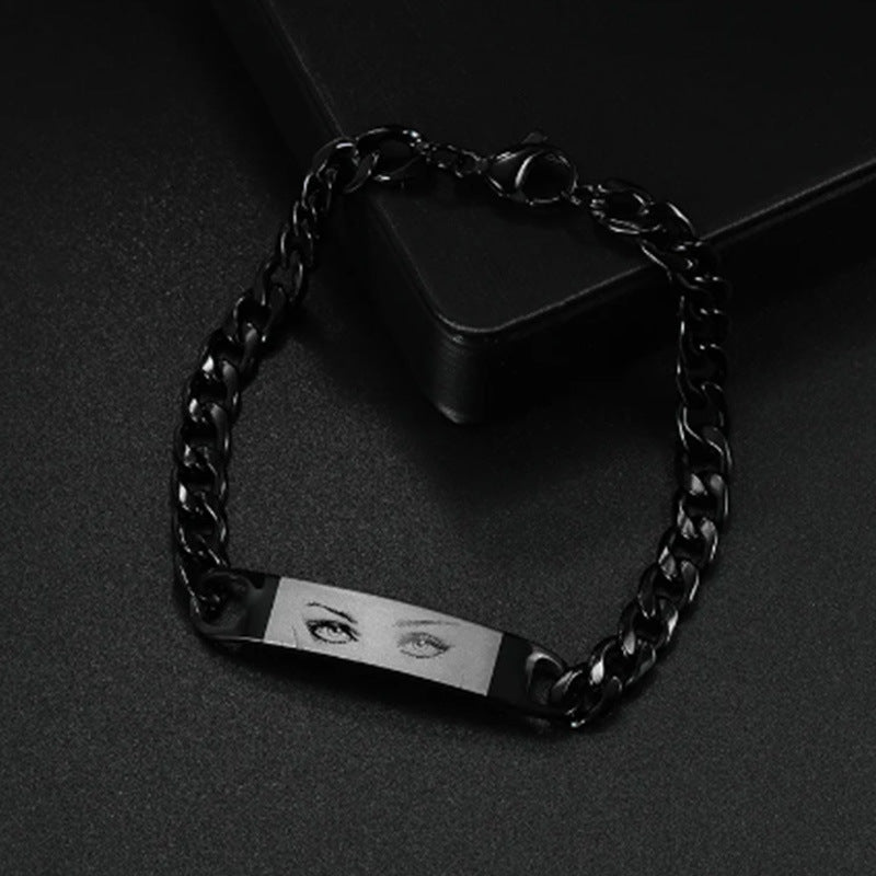 Web Based Personalized Human Eye Bracelet DIY Laser Engraved Stainless Steel Couple Bracelet Engraved Portrait Bracelet