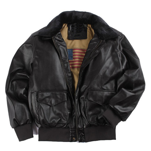 Webbased  Retro Oversized US Air Force Fur Leather Coat