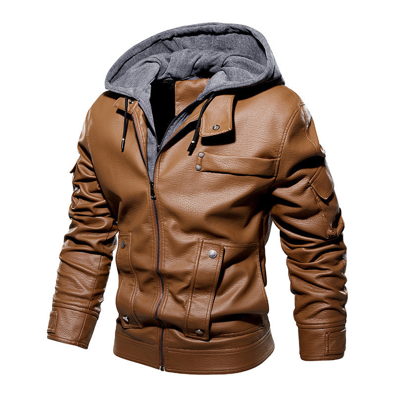 Webbased Men's US Size Leather Coat Fashionable Warm
