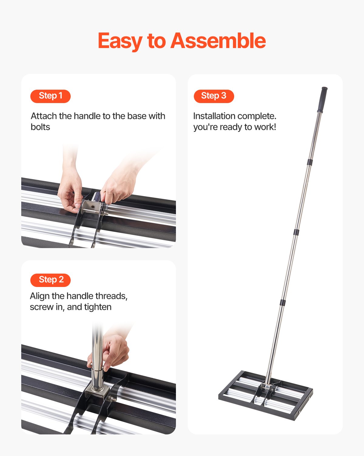 Web Based 17x10in Lawn Leveling Rake With 63.4 In Adjustable Handle For Yard Heavy Duty