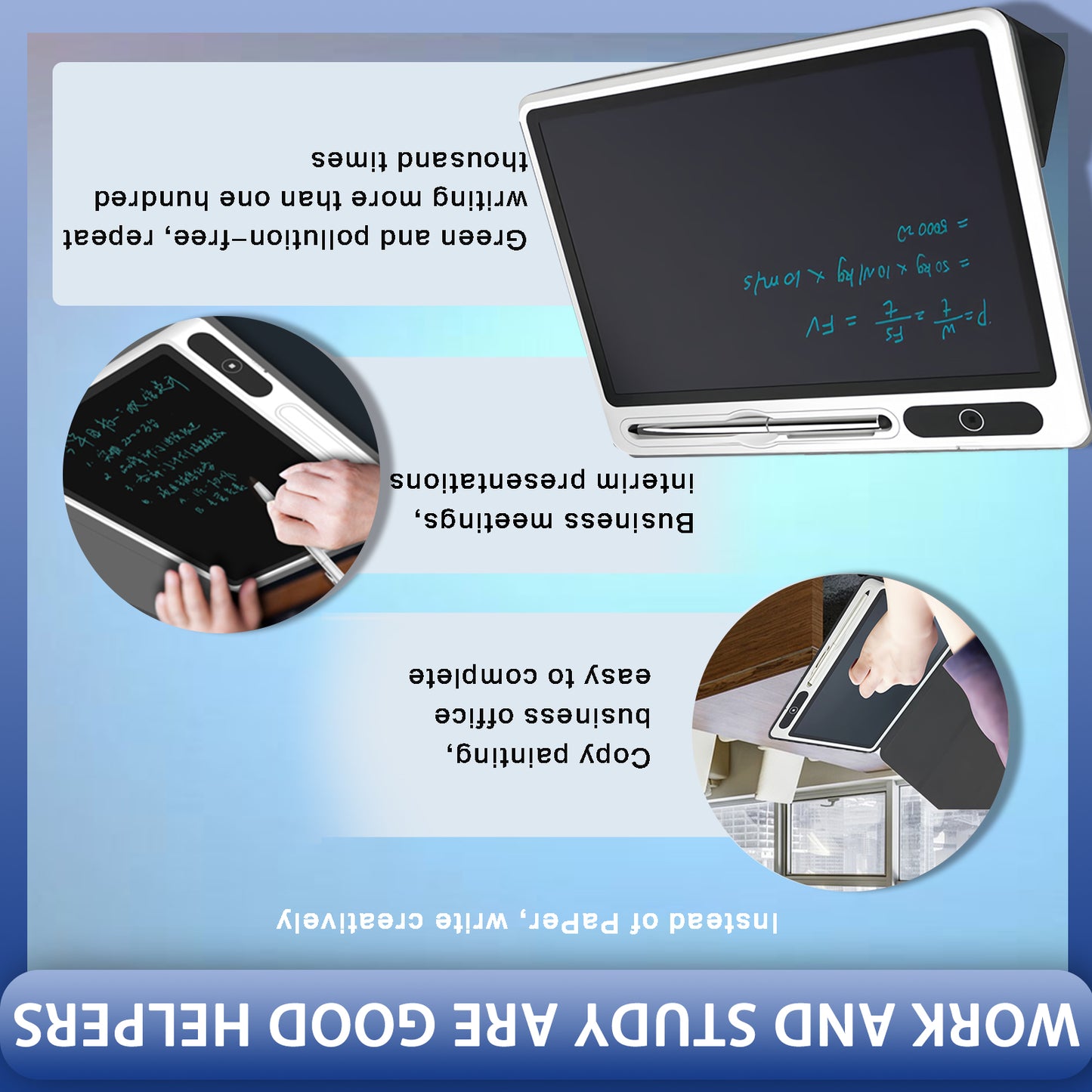 Web Based Eye-Friendly Blue-Light Free LCD Writing Tablet, Flip Case Stand Design, One-Clear Erase Portable Paperless Board For Kids Learning & Office Draft