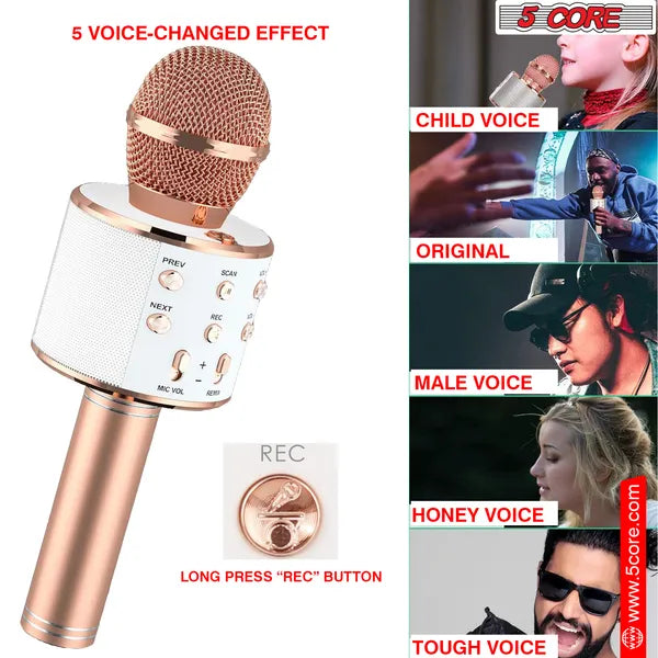 Web Based 5 Core Microphone Wireless Karaoke Mic With Speaker 3 In 1 Portable Bluetooth Microfono Inalambrico