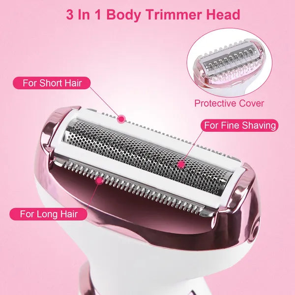 Web Based 4 In 1 Electric Razor For Women Painless Grooming Kit Rechargeable Eyebrow Nose Hair Pubic Hair Bikini Trimmer Face Shaver