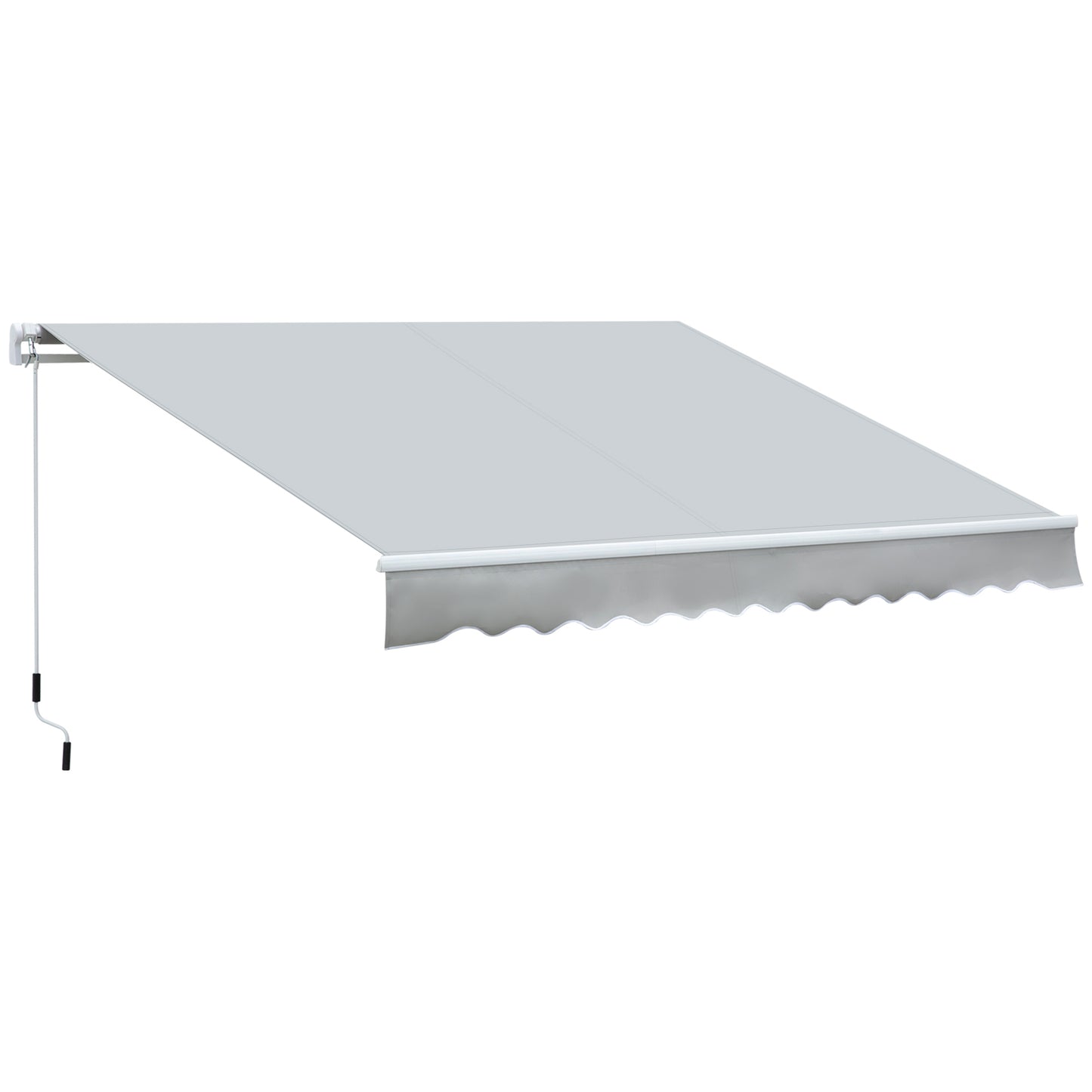 Web Based 12' x 8' Retractable Awning Patio Awnings Sun Shade Shelter with Manual Crank Handle, 280g/m² UV & Water-Resistant Fabric and Aluminum Frame for Deck, Balcony, Yard, Light gray