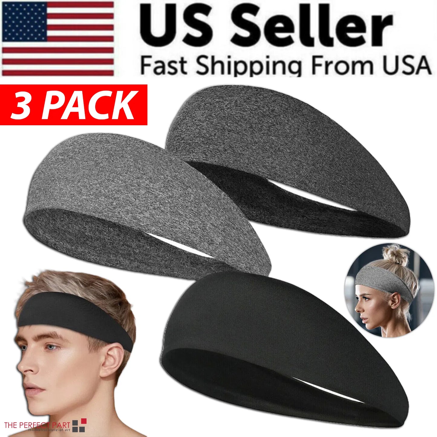 Web Based 3x Mens Women Sweat Sweatband Headband Stretch Sports Head Band Yoga Gym Running