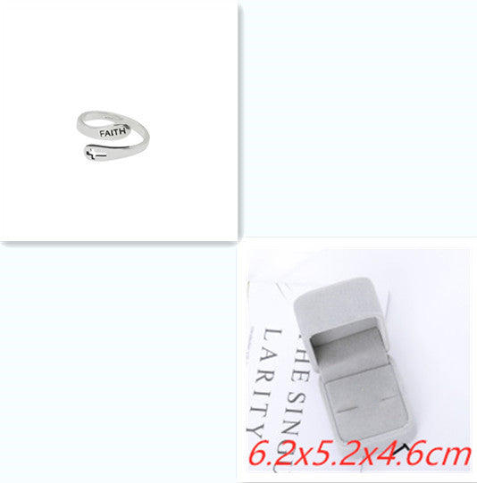 Web Based Fashionable English Letter Hollow Belief Ring
