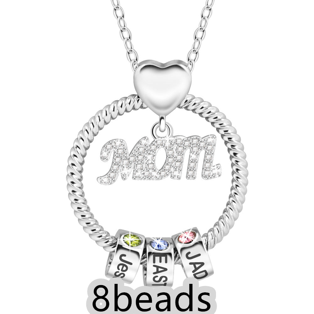 Web Based  Personalized Circle Pendant with Custom Beads Birthstone Pendant