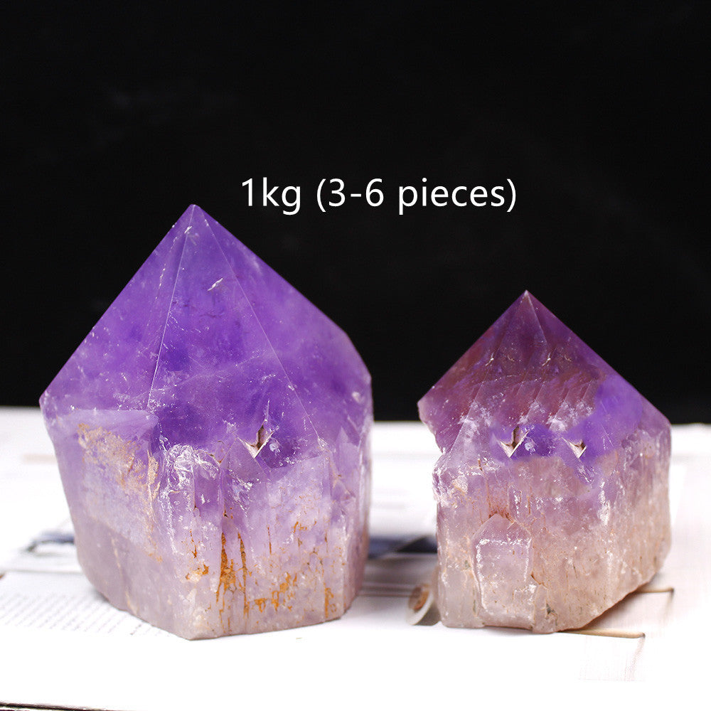 Web Based Natural Brazilian Amethyst Rough Stone Ornament Hexagonal Pillar