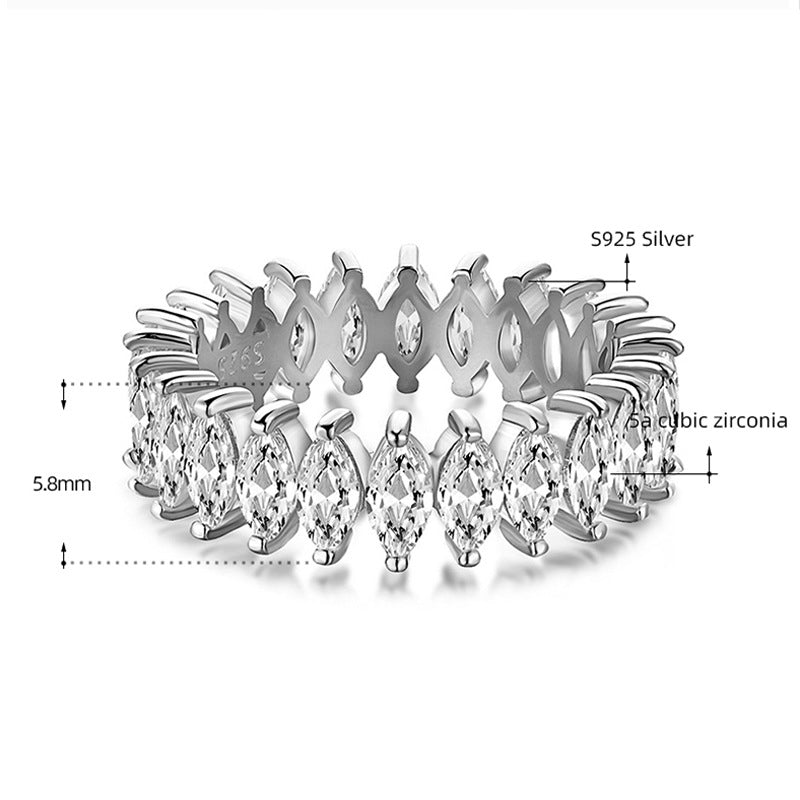 Web Based Women's Zircon Marquise Full Diamond Ring