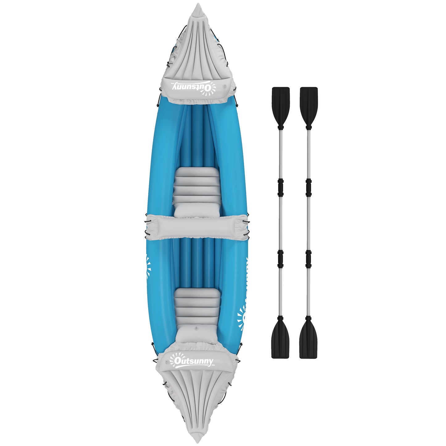 Web Based  Kayak, 2 Person Inflatable Kayak, Includes Paddles, Aluminum Oars, Repair Kit, Portable Tandem Blow Up Boat, Blue