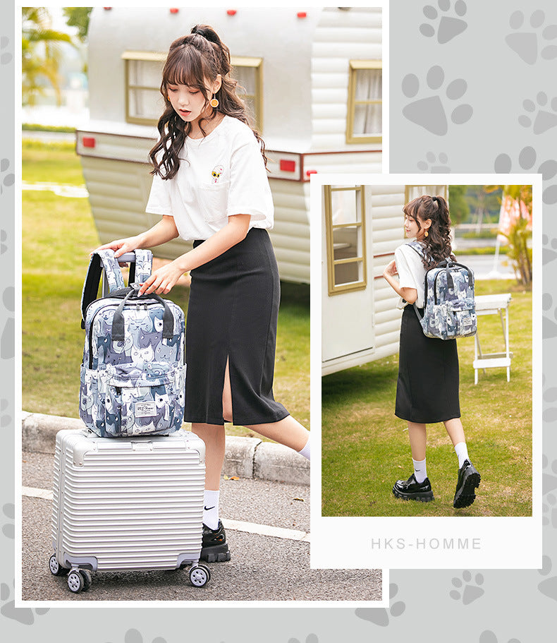 Web Based Printed Hand-carrying Female College High School Student Computer Large Capacity Travel Bag