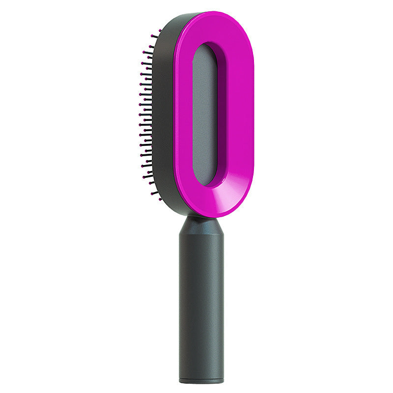 Web Based Self Cleaning Hair Brush For Women One-key Cleaning Hair Loss Airbag Massage Scalp Comb Anti-Static Hairbrush