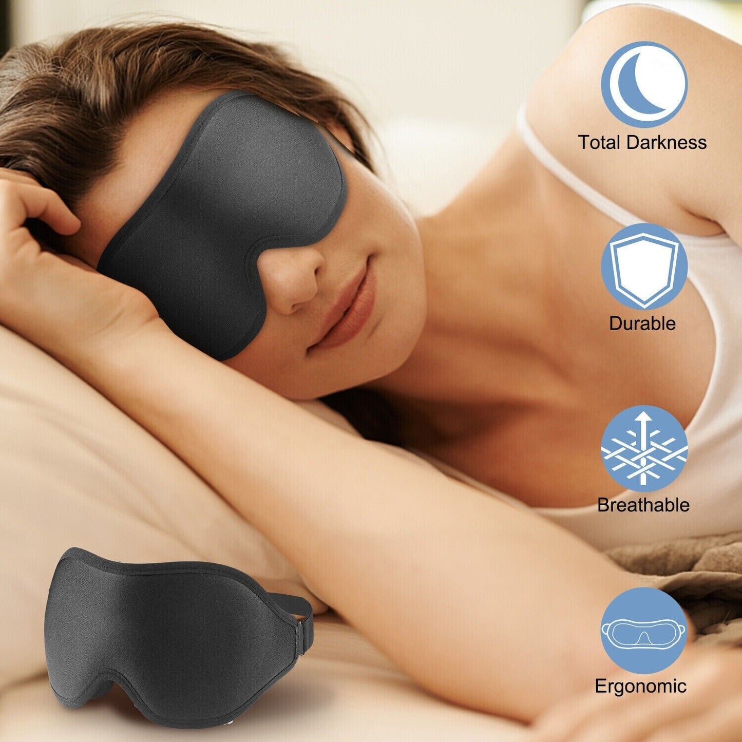 Web BasedTravel 3D Eye Mask Sleep Soft Padded Shade Cover Rest Relax Sleeping Blindfold
