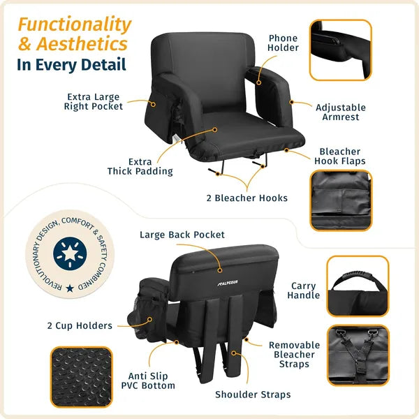 Web Based Premium Reclining Stadium Seat For Bleachers With Back Support