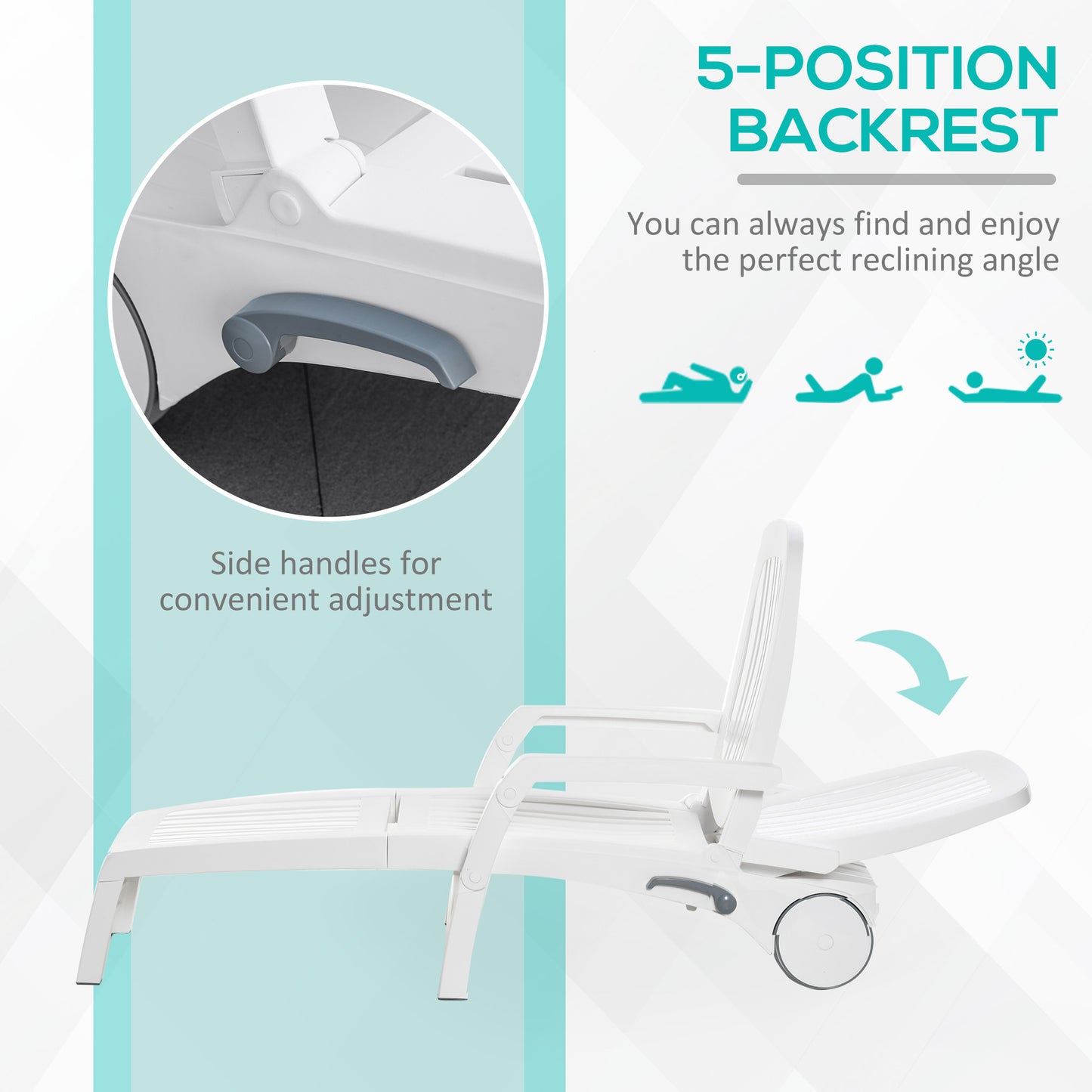 Web Based Outdoor Chaise Lounge Chair on Wheels with Storage Box