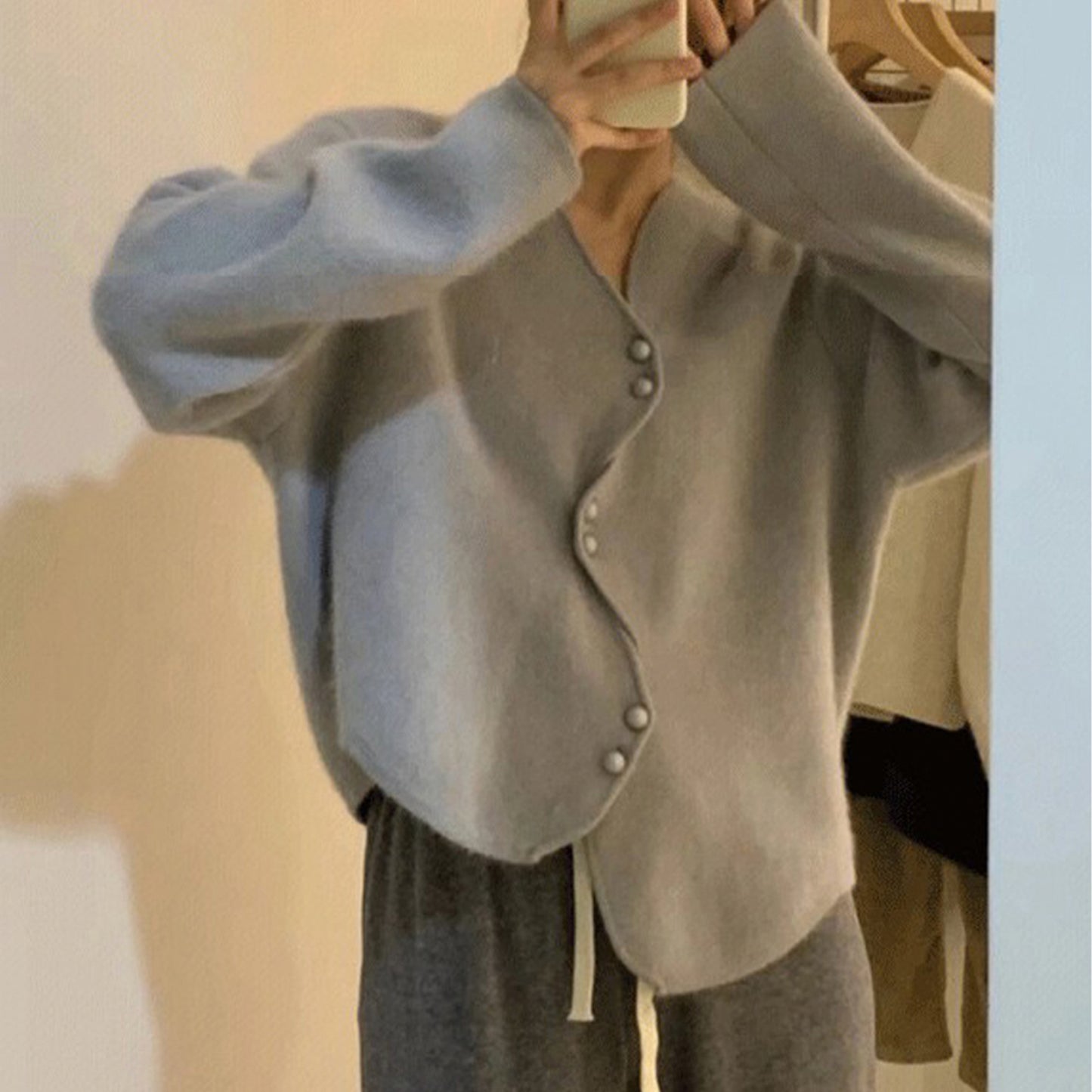 Web Based Irregular V Collar Womens Knitwear Sweater, Fuzzy Sweater, Loose Knit Fuzzy Women's Outerwear, Hand Knit Ribbed Cardigan, Spring Clothing