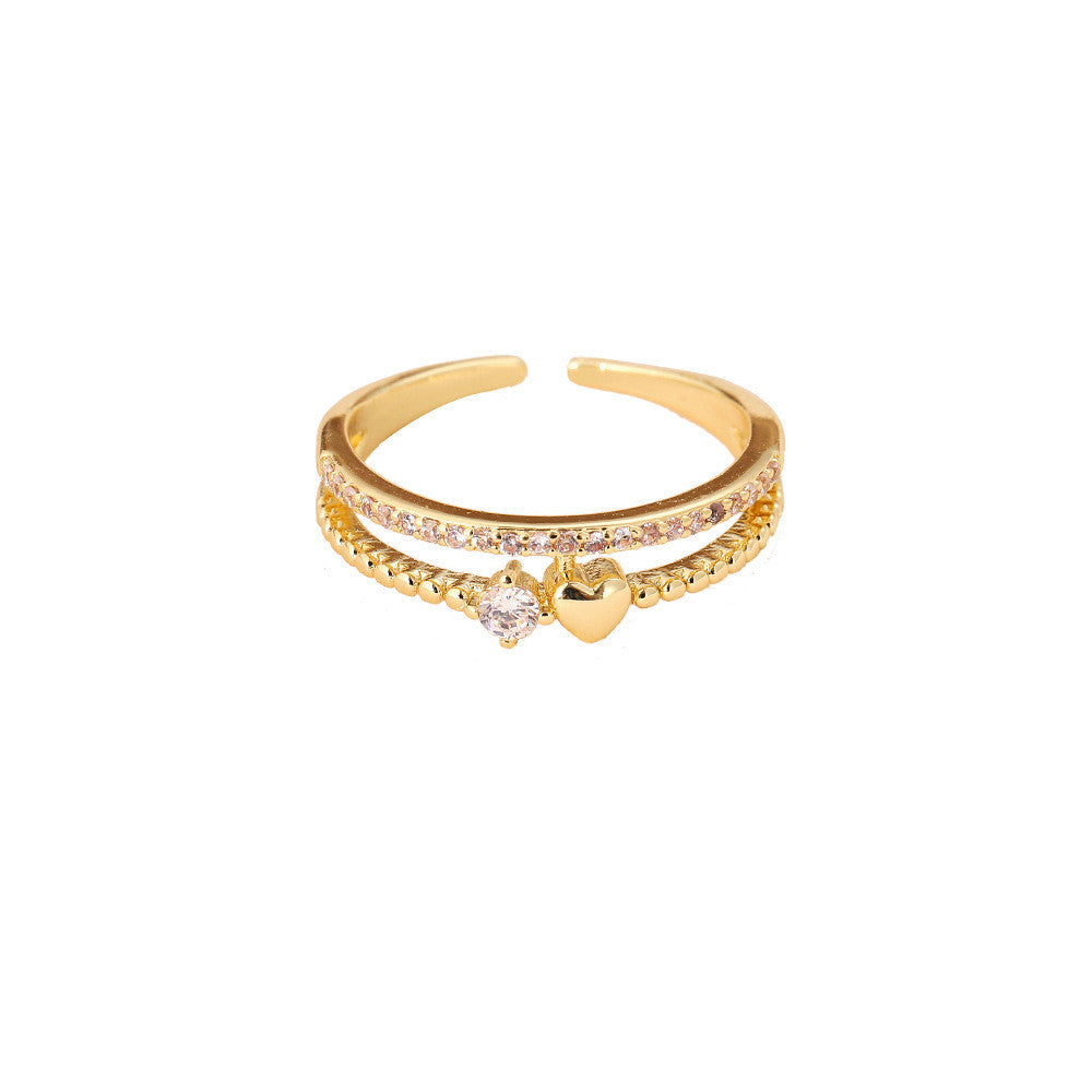 Web Based Heart-shaped Fashion Personality Copper Ring