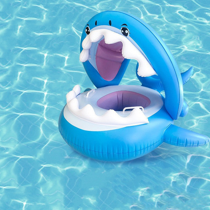 Web Based Inflatable Swimming Ring For Kids With Awning Shark Seat Ring Baby Float For Swimming Pool Toys Seat Removable Water Ring