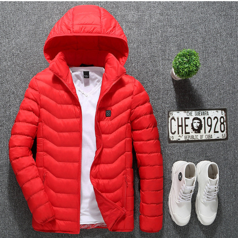 Web Based Winter Heated Jacket USB Electric Cotton Coat Zip-up Heater Thermal Clothing Heating Vest For Men
