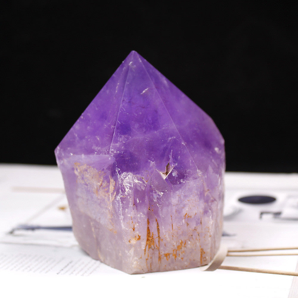 Web Based Natural Brazilian Amethyst Rough Stone Ornament Hexagonal Pillar