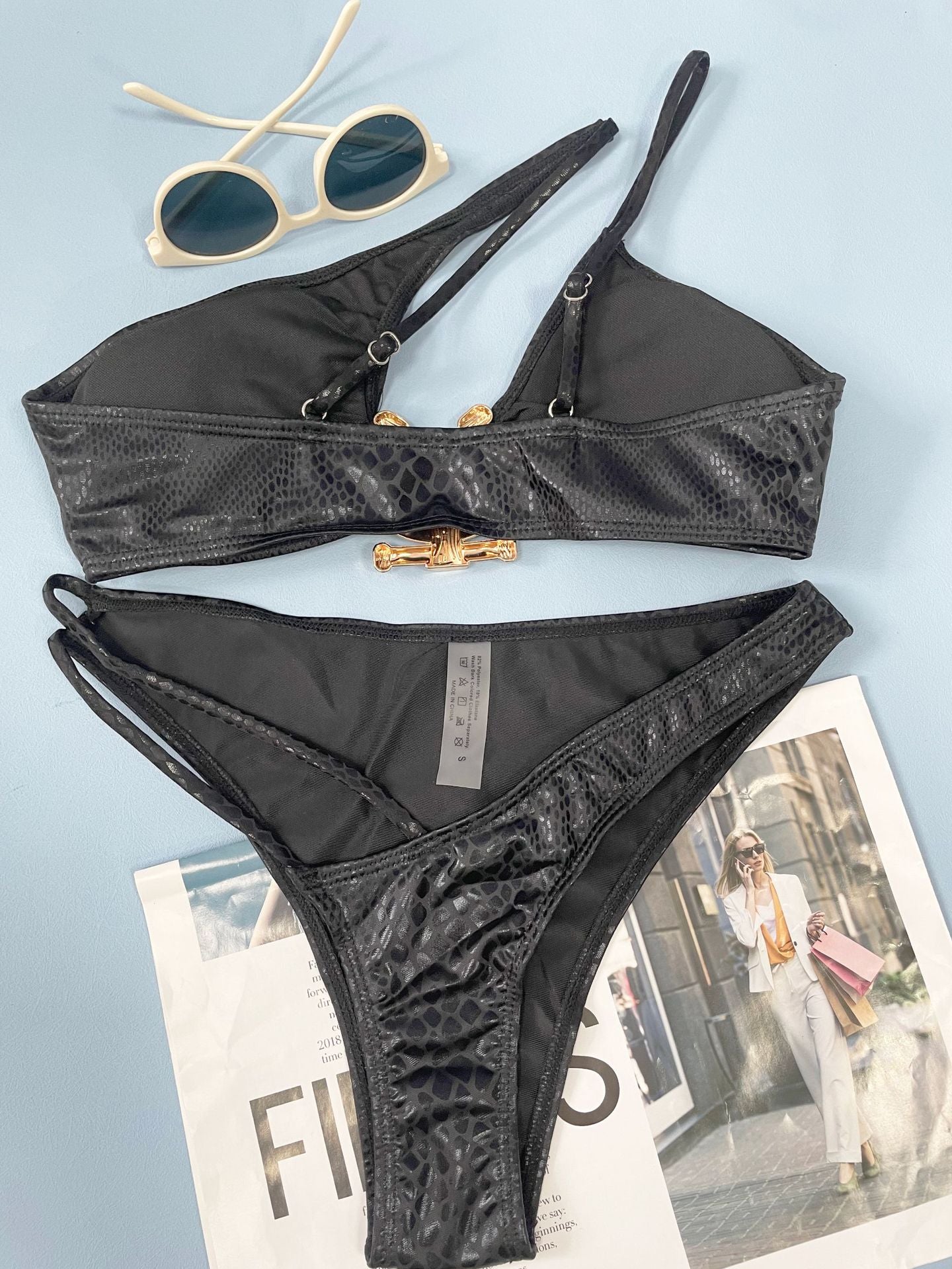 Web Based Women Bikini Serpentine Pattern Swimsuit Three Point Tight Swimwear